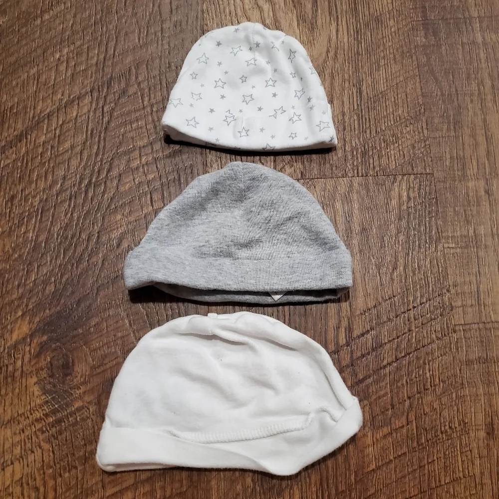 Carters Gerber Baby Essentials 4 Hat Cotton Beanie Star White Gray Orange Unisex